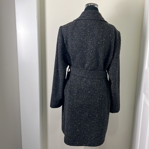 Utex D Vintage Tweed Herringbone Belted Outerwear Slouch Trench Coat Size Large - Picture 10 of 16